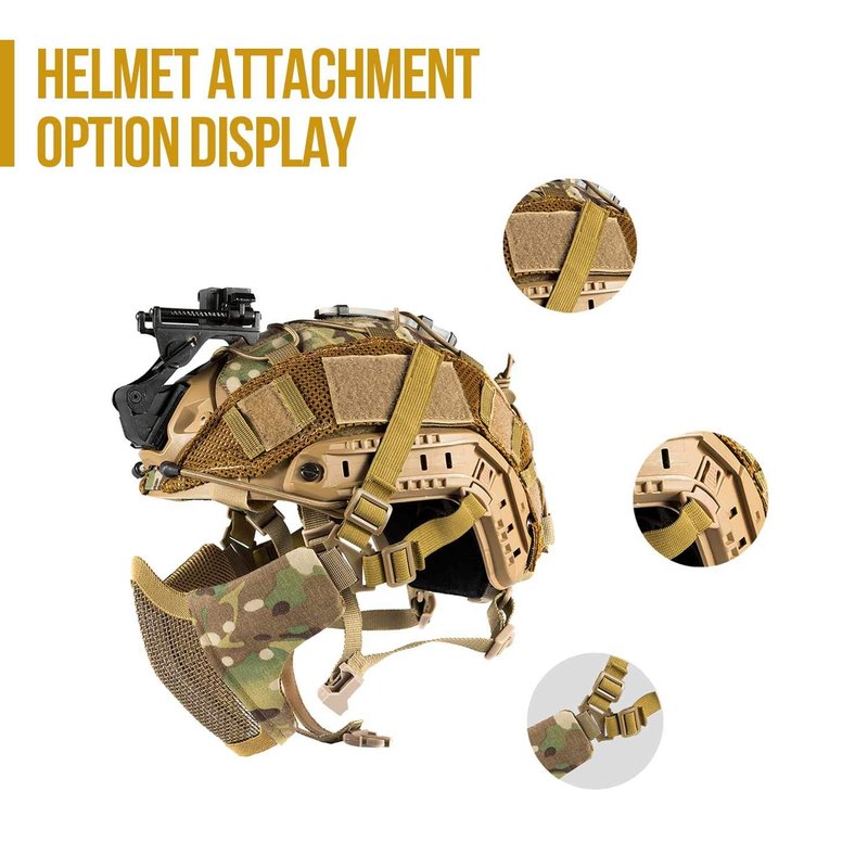 OneTigris 6" Foldable Half Face Mesh Mask Comfortable Adjustable Tactical Lower Face Protective Mask (Black)