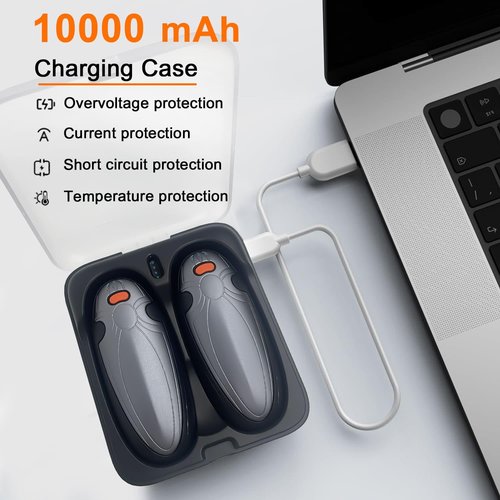 Hand Warmers Rechargeable 2 Pack,with Charging Case,14000mAh Electric Hand Warmer Reusable, 60Hrs Long Heating, Portable Pocket Heater Handwarmer for Women Men, Outdoor Camping, Ski Equipment (Grey)