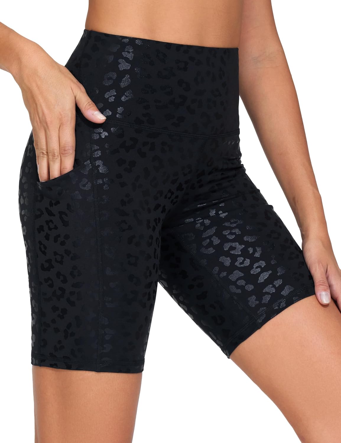 The Gym People High Waist Workout Shorts - Stretchy Tummy Control Yoga & Running Shorts with Pockets