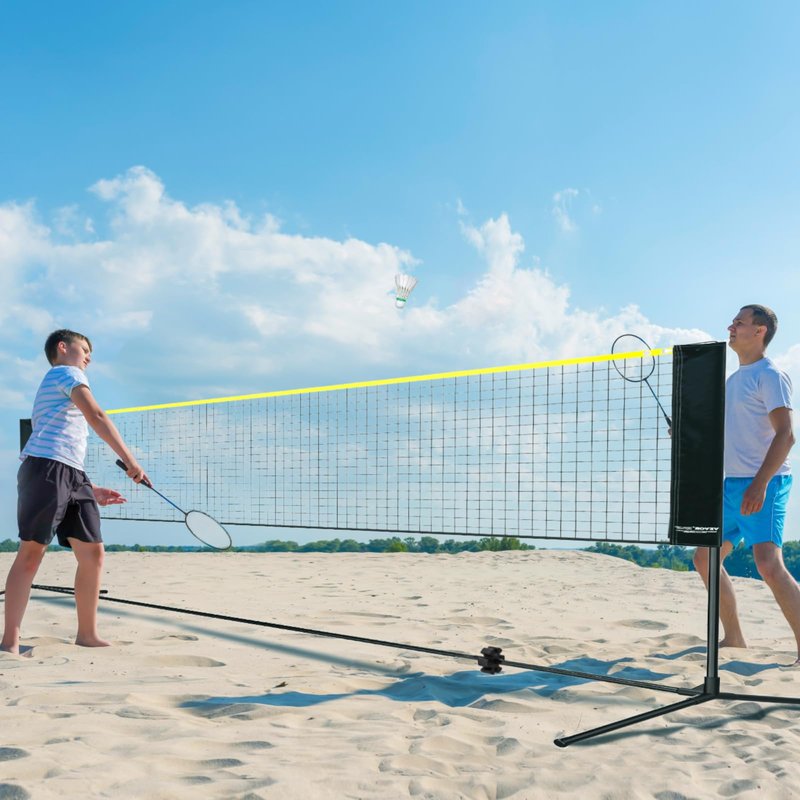 VEVOR Badminton Net, 20ft Wide Foldable Pickleball Set With Stand, Bag, Rackets, Nylon Shuttlecocks for Kid Backyard Indoor Outdoor Use, Height Adjustable Volleyball, Portable Tennis With Poles
