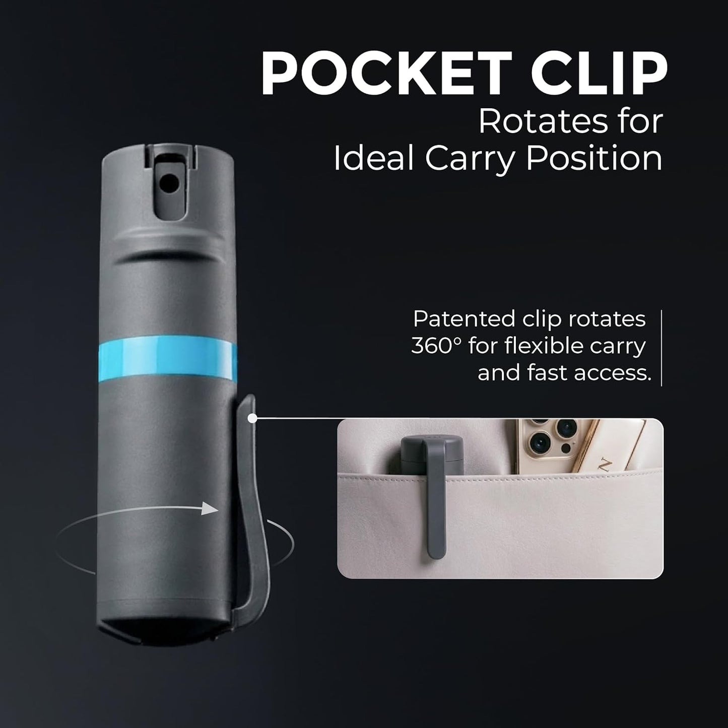 POM Pepper Spray - Maximum Strength OC Formula with UV Marking Dye | Compact Tactical Design, 0.5 fl oz
