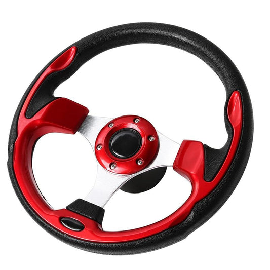 12.5" Universal Golf Cart Steering Wheel, Rust proof and Corrosion Resistance, Fit EZGO TXT/RXV/Club Car DS/Precedent/Yamaha, Most Golf Carts (Carbon Fiber Red and Black)