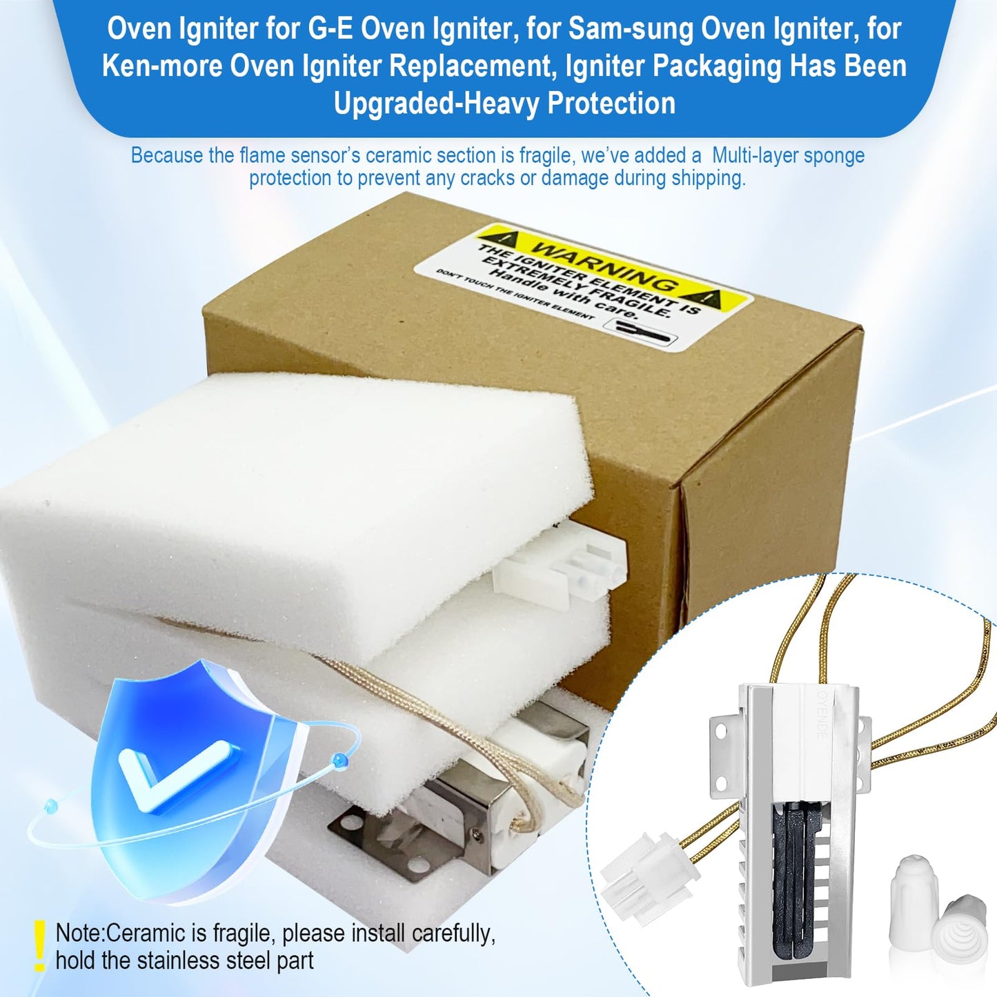 WB13K21 Oven Igniter for Gas Stove,Oven Igniter, for G-E Frigid-aire Hotp-oint Kenm-ore Sams-ung Gas Oven Igniter 5303935066,WB13K0021,WB13T10045,WB13K10026,Replace DG94-00520A Norton 501a,AP2020569.