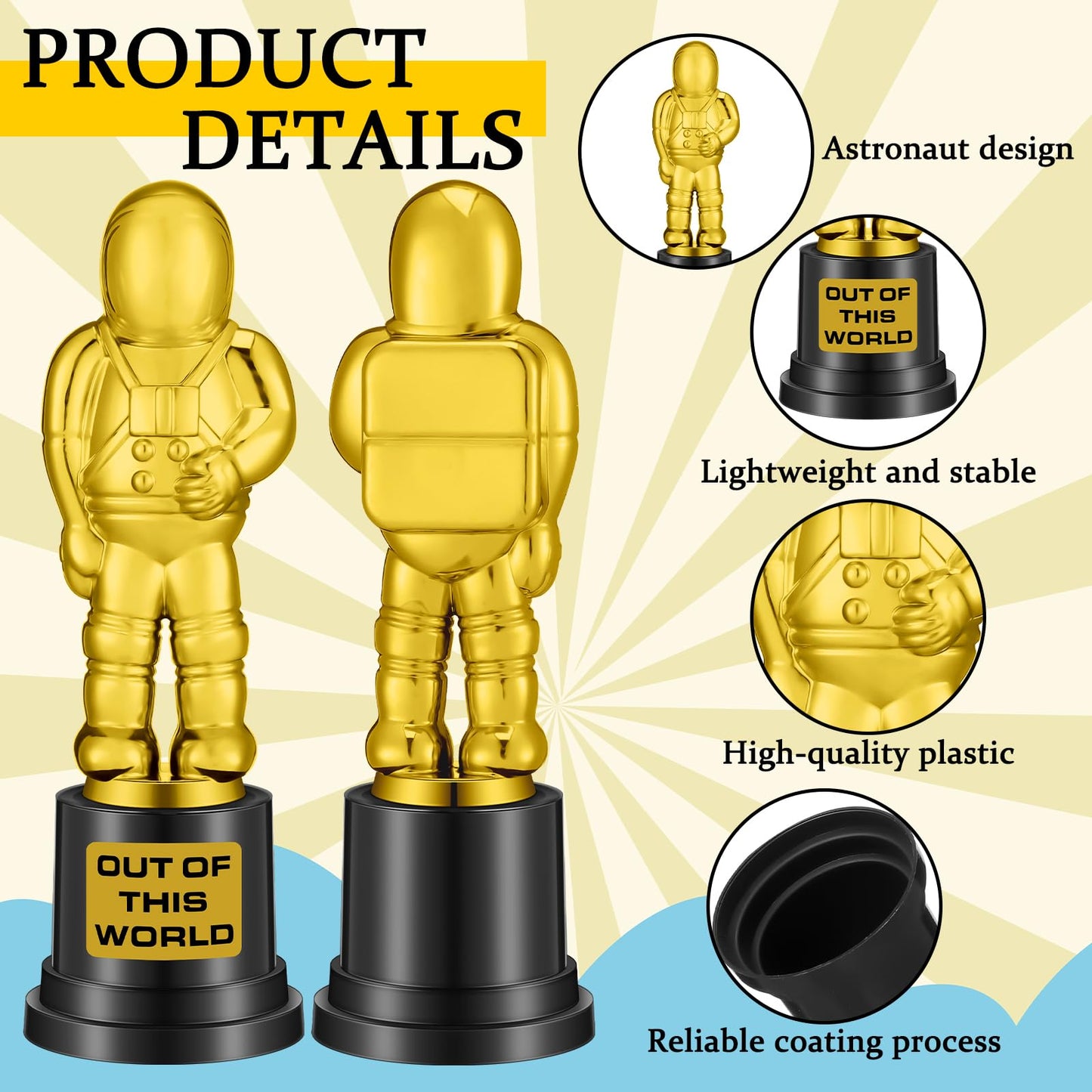 Tondiamo Trophy Celebrate the Top Award 6 Inch Tall Plastic MVP Funny Game Trophy and Awards for Employees Boss Custom Competition Gifts(Astronaut)
