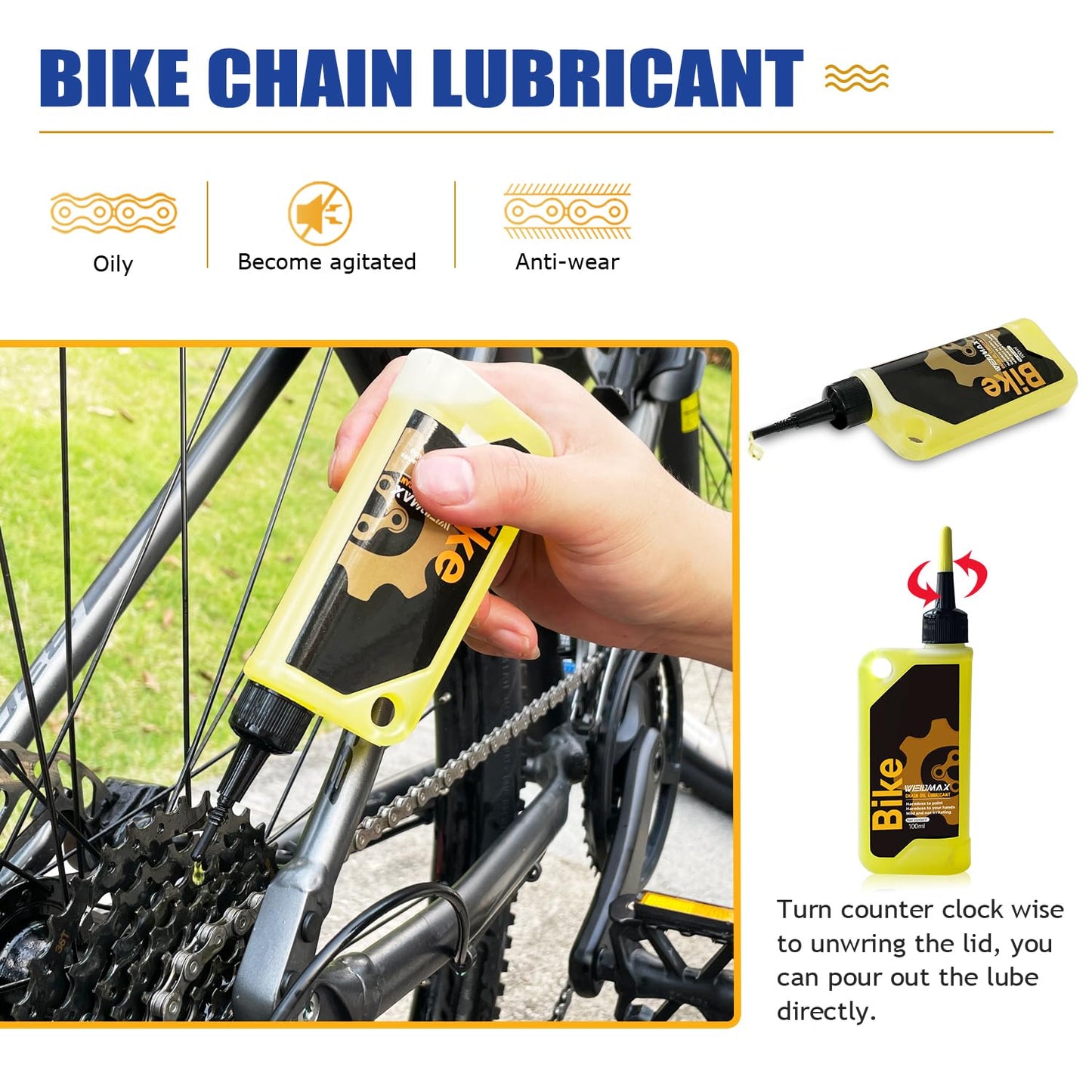WEIDMAX 7 in 1 Bike Chain Cleaning Kit, Bike Chain Cleaner includes 350ml Degreaser Spray, 100ml Chain Lube, 4 Brushes & Towel, Bicycle Chain Cleaner for MTB/Road Bicycle