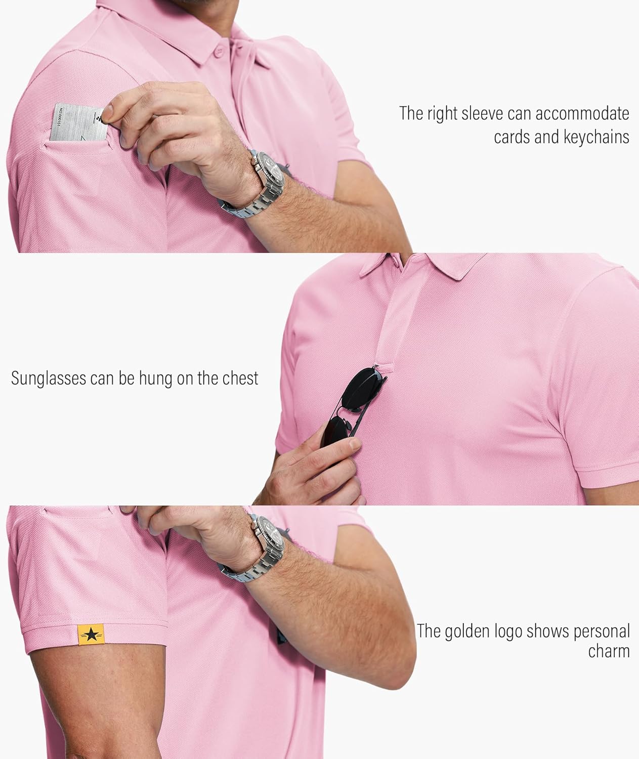 ZITY Men's Polo Shirts - Moisture-Wicking Short Sleeve Sports T-Shirts | 5 Pack for Summer Golf & Tennis