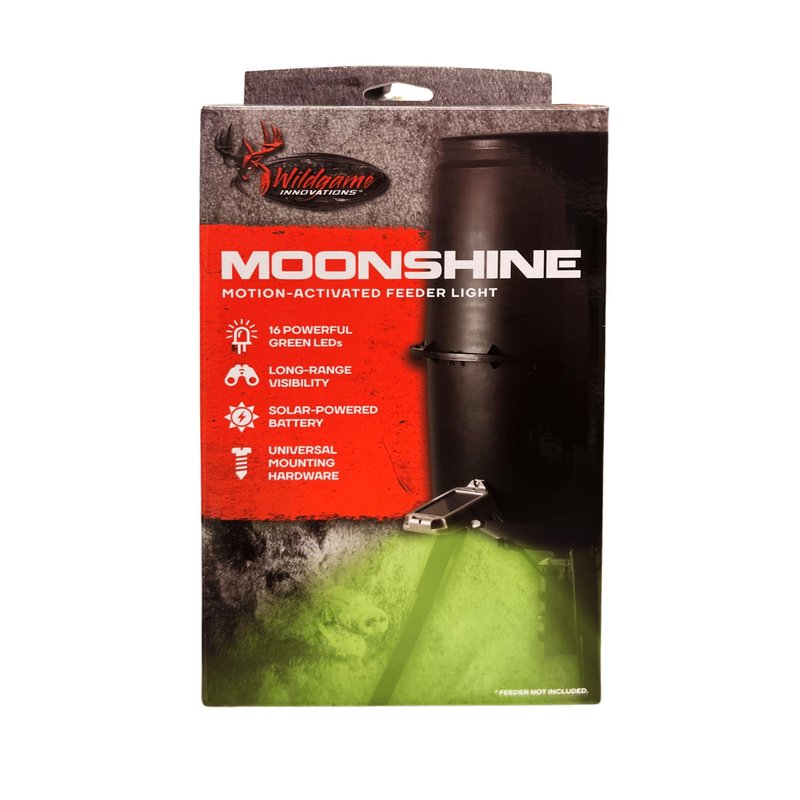 WILDGAME INNOVATIONS Moonshine Feeder Light | Weather-Resistant Motion-Activated Green Light with Integrated Solar Panel for Hog & Predator Hunting