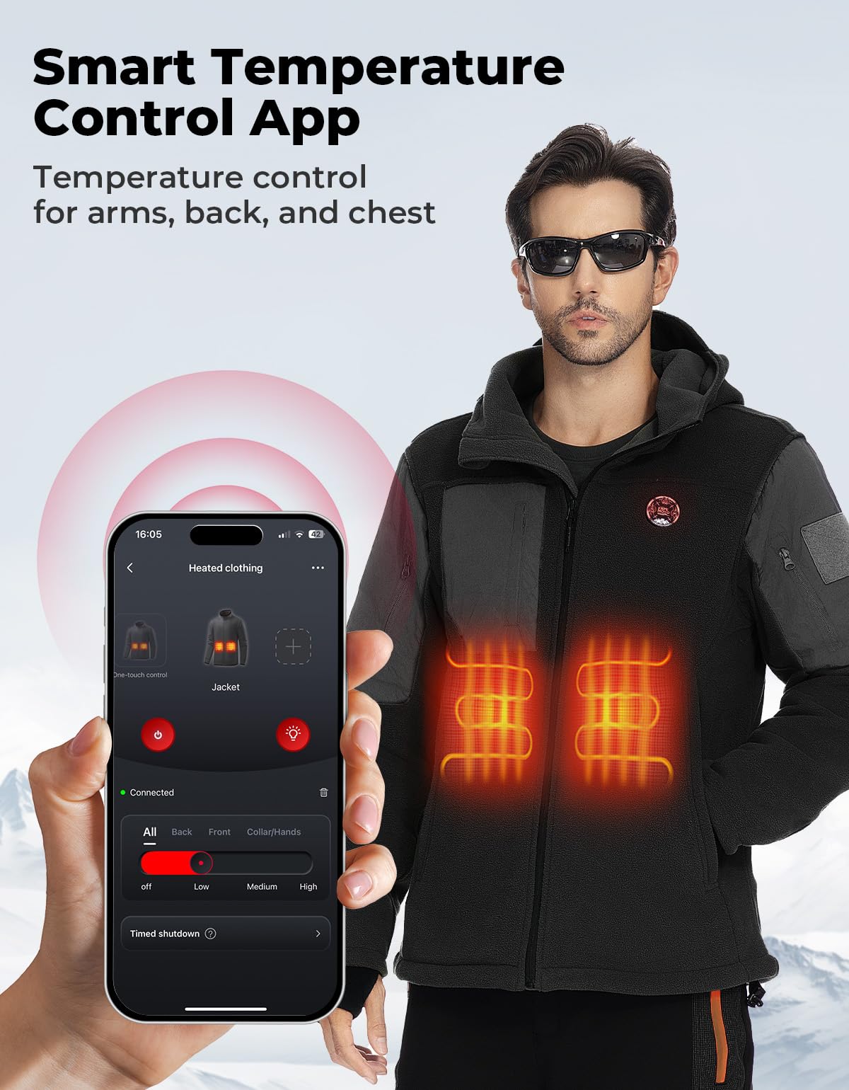 KEMIMOTO Heated Jacket for Men Women 20000mAh 12V Battery Pack, Heated Hoodie Hand Warmth