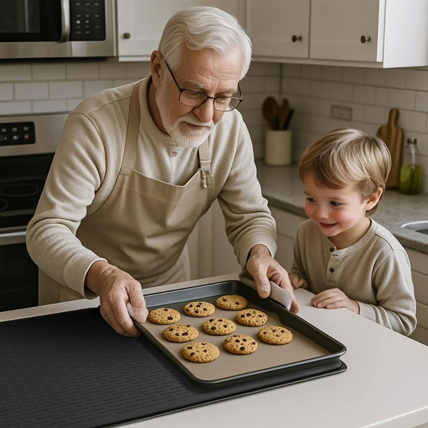 Stove Top Cover for Electric Stove - Food Grade Ceramic Stove top Cover,Silicone XXL Dish Drying Mat, Glass Cooktop Covers, Flat RV Range top Mats (Black,28x20)
