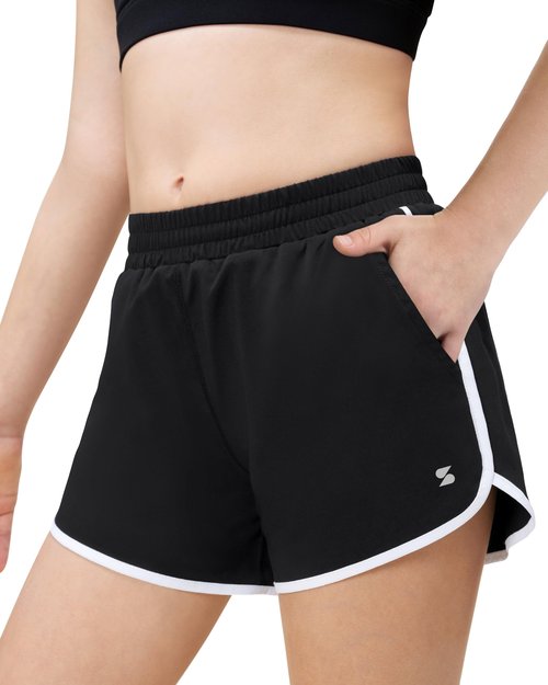 Stelle Girls Athletic Shorts with Pockets Girls Running Shorts Volleyball Soccer Shorts for Kids Elastic Waist Black XL