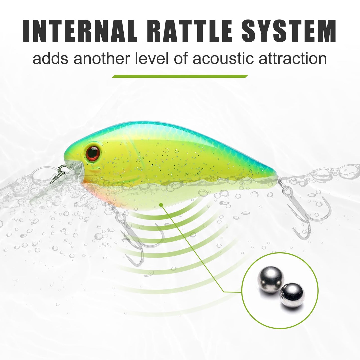 TRUSCEND Craz Crankbaits Fishing Lures, Squarebill Crank Baits for Bass Fishing, Wobble Swimbait for Trout Crappie Walleye Pike, Shallow Diving Crank Bait Freshwater and Saltwater Topwater Lures