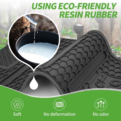 10L0L Golf Cart Floor Mat for EZGO TXT 1996-up, Full Coverage Floor Liner Mat with Grass-Scraping Design, Honeycomb Pattern, Made by Eco-Friendly Resin Rubber - Black