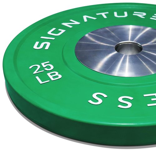 Fitvids 2" Olympic Competition Bumper Plate with Steel Hub, 25 LBS Single, Green