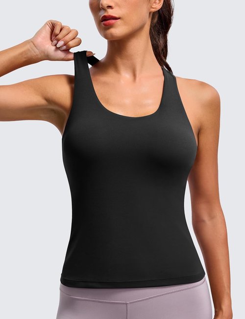 BAYDI Clouduxi Workout Tank Tops - Women's Racerback Yoga Shirt with Built-In Bra | Athletic Sleeveless Camisole