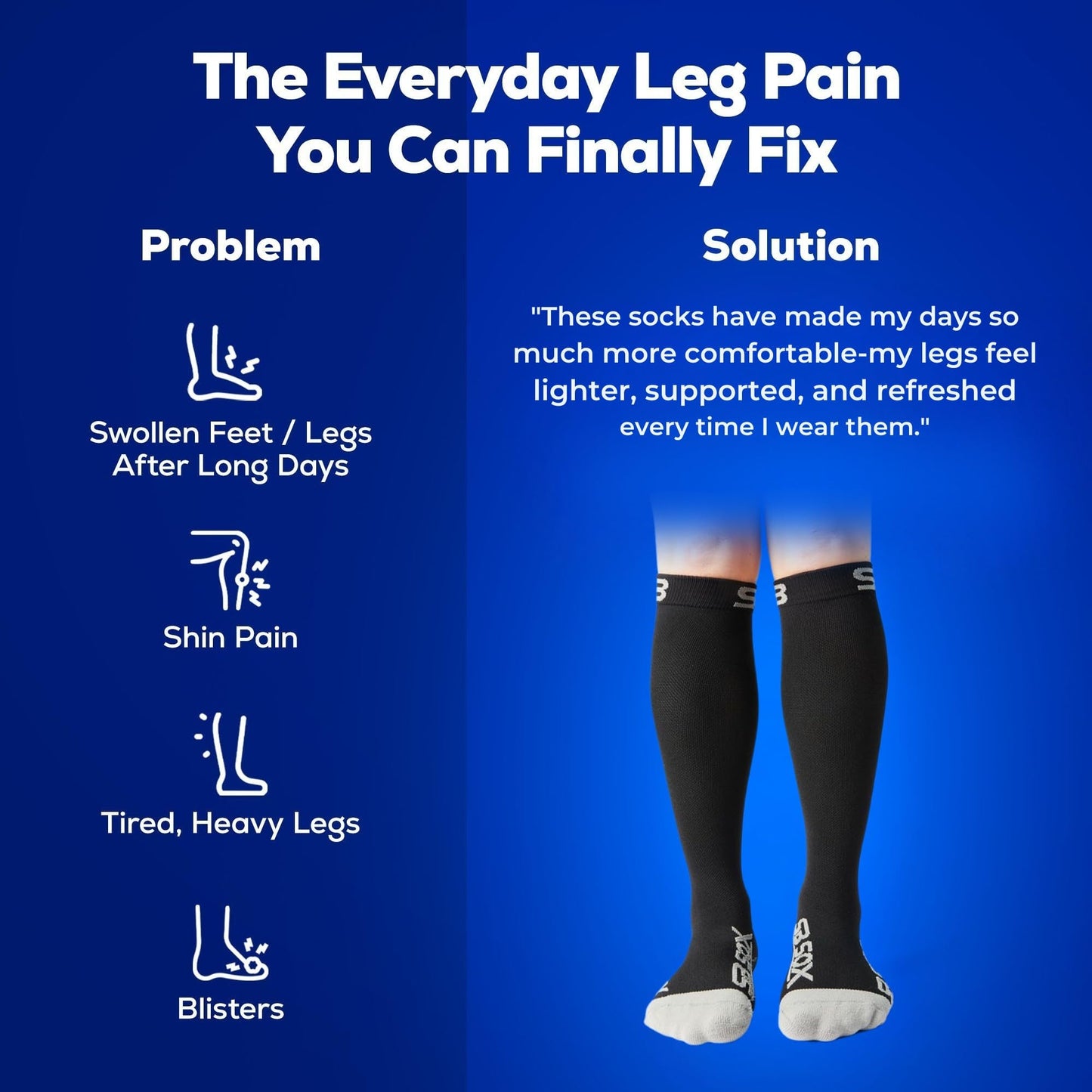 SB SOX Lite Compression Socks for Men & Women (15-20mmHg) – Best Compression Socks for Flying, Medical, Sports, Wide Calf Fit, and Daily Wear (Black/Gray, XXL)