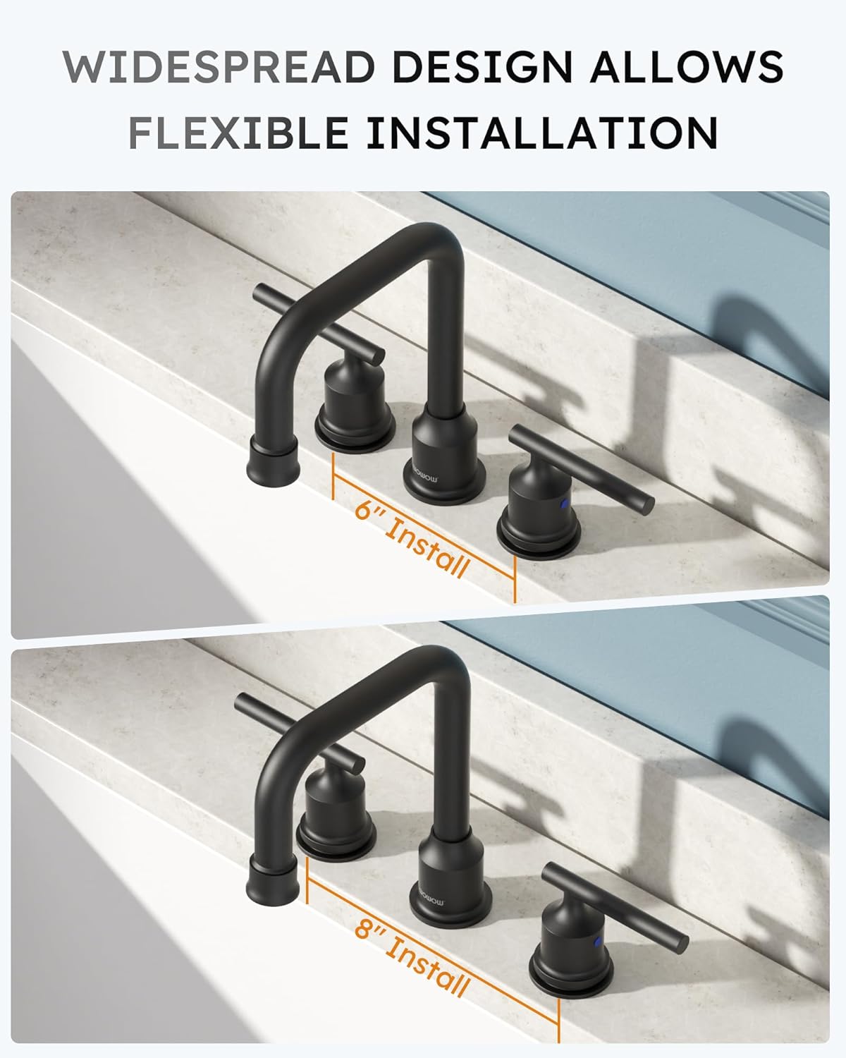 Brushed Nickel 8-Inch Widespread Bathroom Faucet with 360° Swivel Spout - Modern 2 Handle Lavatory Sink Fixture