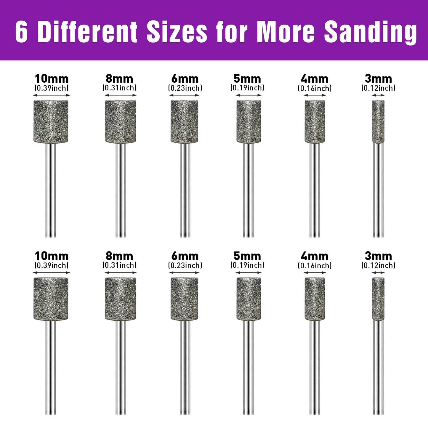 12PCS Diamond Grinding Bit Compatible with Dremel Rotary Tools, Stone Carving Set Polishing Kit with 116Grit Diamond Coated Bits 1/8" (3mm) Shank Accessories for Stone Rocks Jewelry Glass Ceramics