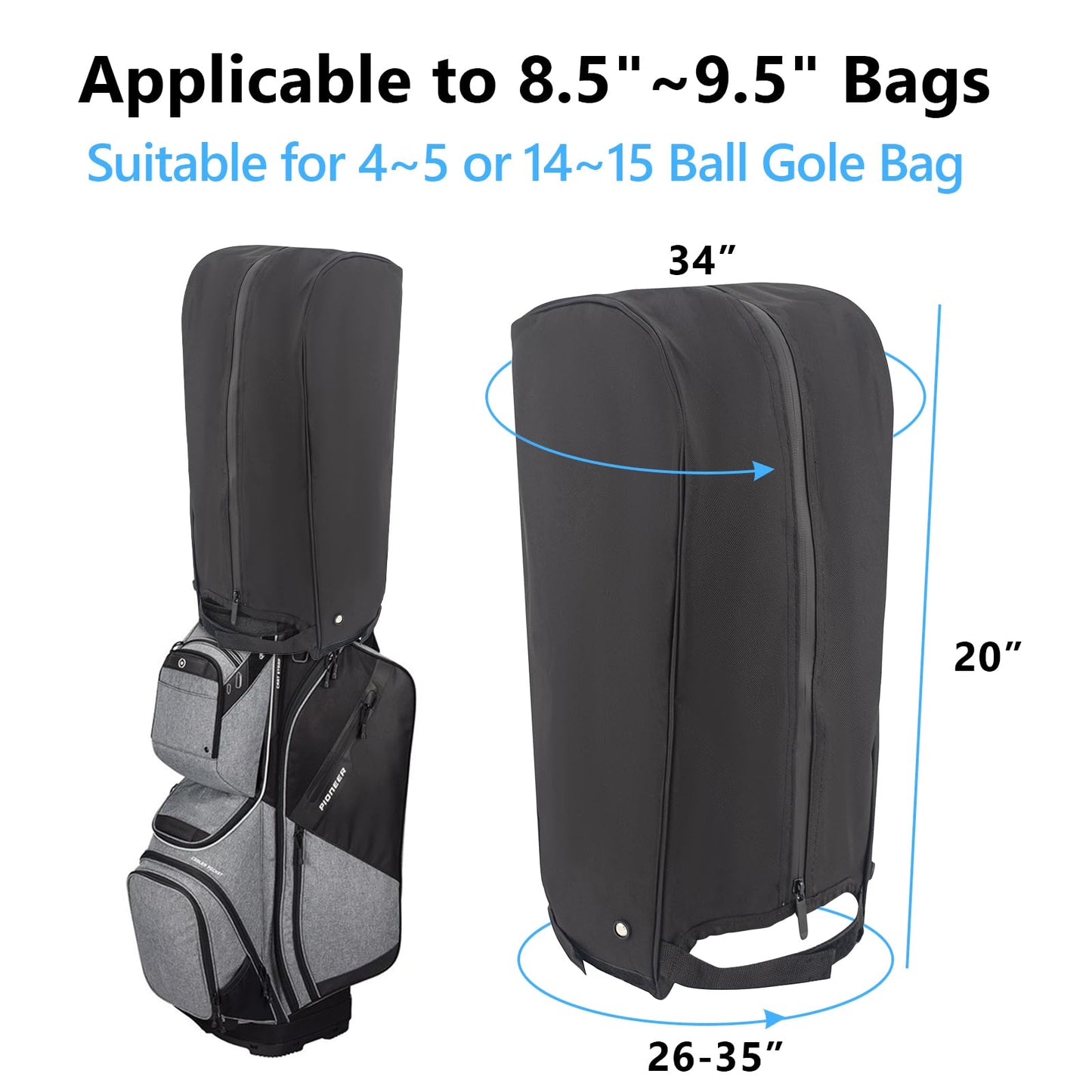 TUYUU Golf Bag Cover,Golf Bag Rain Hood Cover,Waterproof Golf Bag Covers for Rain,Golf Bag Top Cover for Tour Bags Golf Bags Carry Cart Stand Bags,Golf Gifts for Men Women.Golf Club Bag Accessories