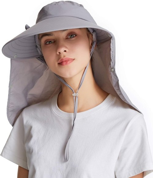 Icolor Sun Hats - Women's Fishing Hat with UPF 50+ Protection | Detachable Face Mask & Wide Brim