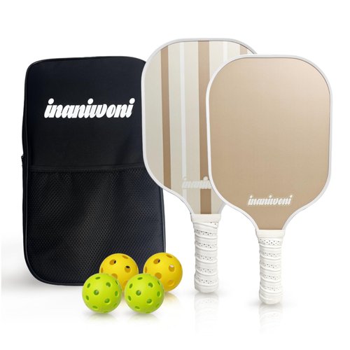 INANIWONI Pickleball Paddles Set of 2 - Fiberglass Surface & Polypropylene Honeycomb Core | Lightweight Pickball Paddles | 4 Pickball Balls and 1 Bag