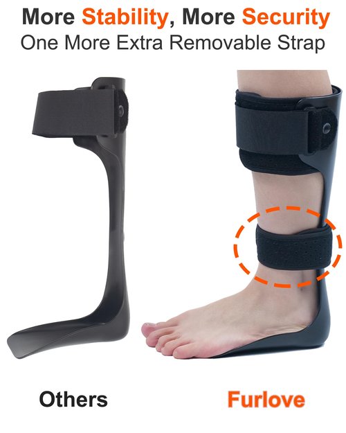 Furlove AFO Drop Foot Brace, Half-Sole Foot Drop Brace with Stroke, MS, Hemiplegia, Lightweight Ankle Foot Orthosis for Natural Gait, Fits in Shoes for Men & Women (Left, Large)