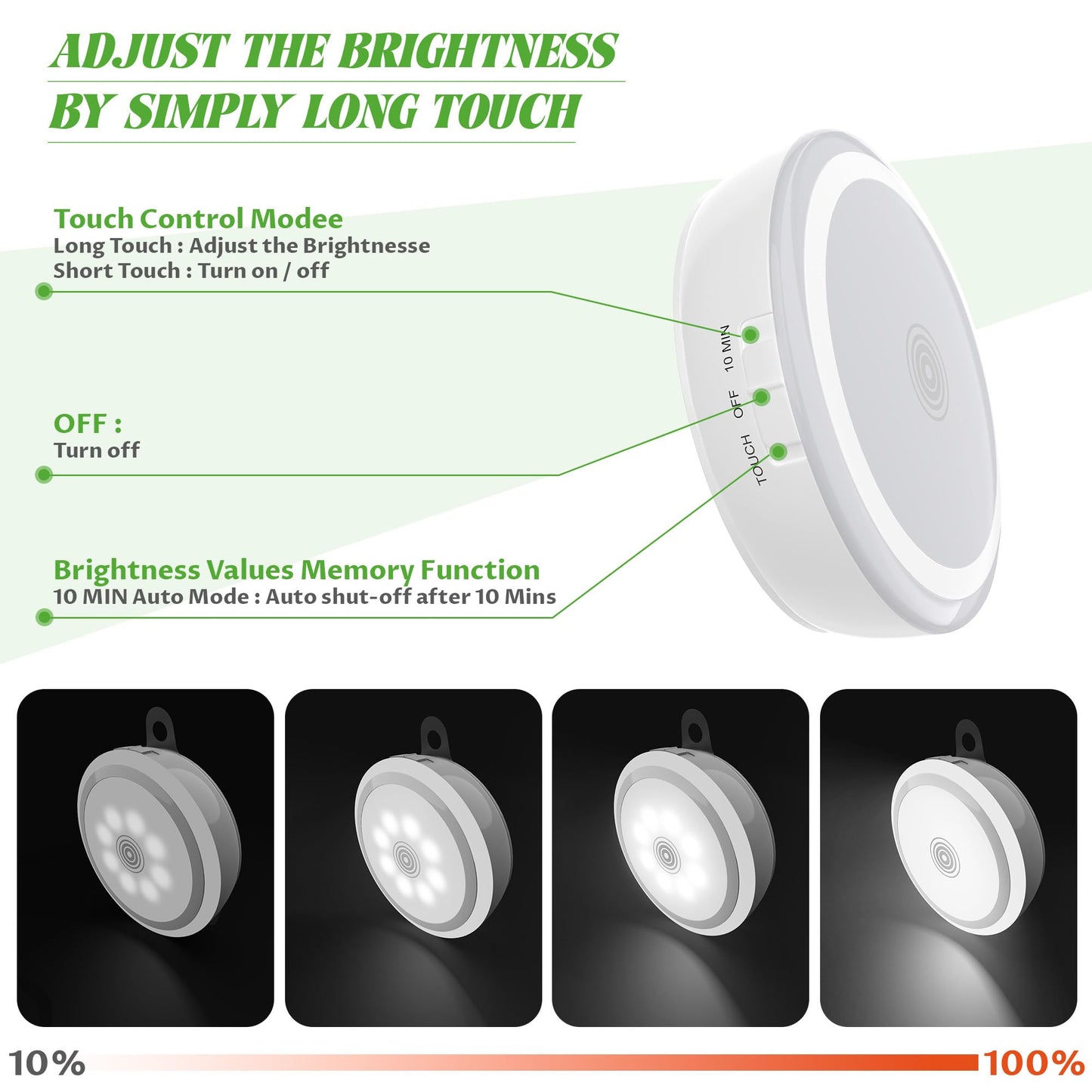 10L0L 2 Pack Universal Golf Cart Dome Light, USB Rechargeable Touch L E D Roof Light for EZGO Club Car Yamaha UTV, Wireless Stick-On Interior Lighting, White
