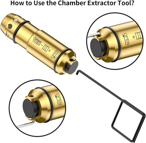 9MM Laser Training Cartridge - Chamber Extractor Tool for Dry Fire Practice & Shooting Training