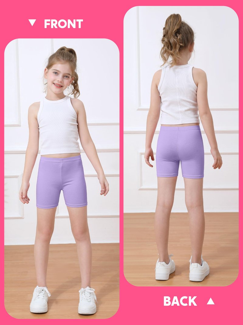 Ruisita 6 Pack Girls Cotton Biker Cartwheel Shorts Kids Safety Under Dress Dance Shorts