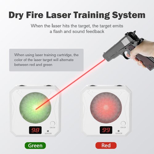 9mm Laser Training Cartridge Kit - Mute Mode Dry Fire System with Rechargeable Electronic Target