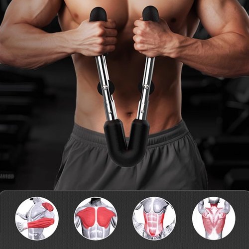 MAEAJDLT Twister Arm Trainer, 40-110lb Adjustable Power Bar, Chest Shoulder Arm Workout Equipment, Portable Detachable Spring Resistance for Home Gym, Men & Women