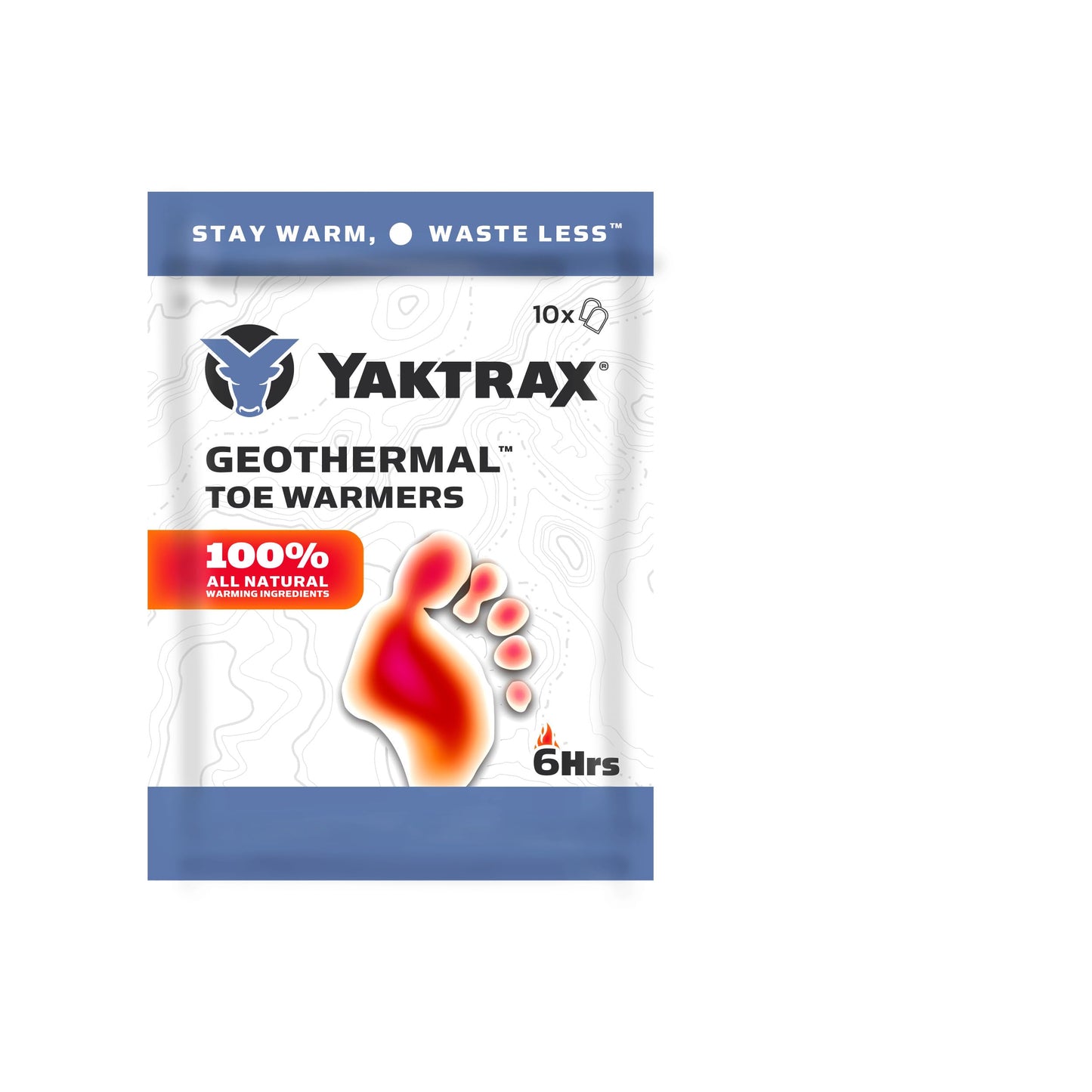 Yaktrax Geothermal Toe Warmers 10 Count - Air-Activated, Up to 6 Hours of Heat - Compact Warmth for Outdoor Activities, Winter Sports, and Cold-Weather Comfort