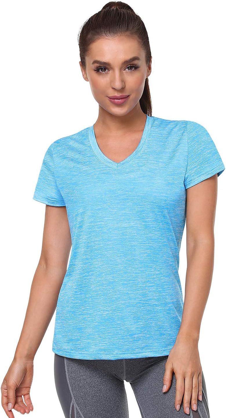 Skiennix Women's Moisture-Wicking Athletic V-Neck T-Shirts - 5-Pack, Short Sleeve, Comfortable Fit