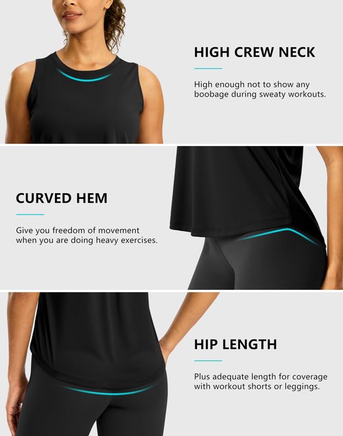 G Gradual Workout Tank Top for Women Sleeveless Athletic Yoga Tops High Neck Quick Dry Running Tennis Sports Shirts for Women(Black,M)