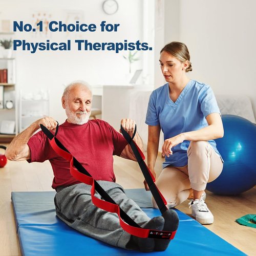 Durable Stretch Strap by [Brand Name] - Non-Elastic Physical Therapy & Yoga Band with 10 Loops for Flexibility & Exercise