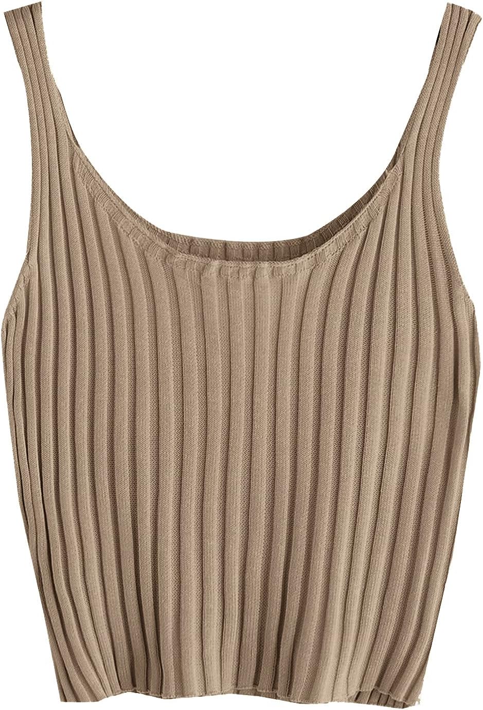 SweatyRocks Women's Ribbed Knit Crop Tank Top - Stylish Spaghetti Strap Camisole in Versatile Colors