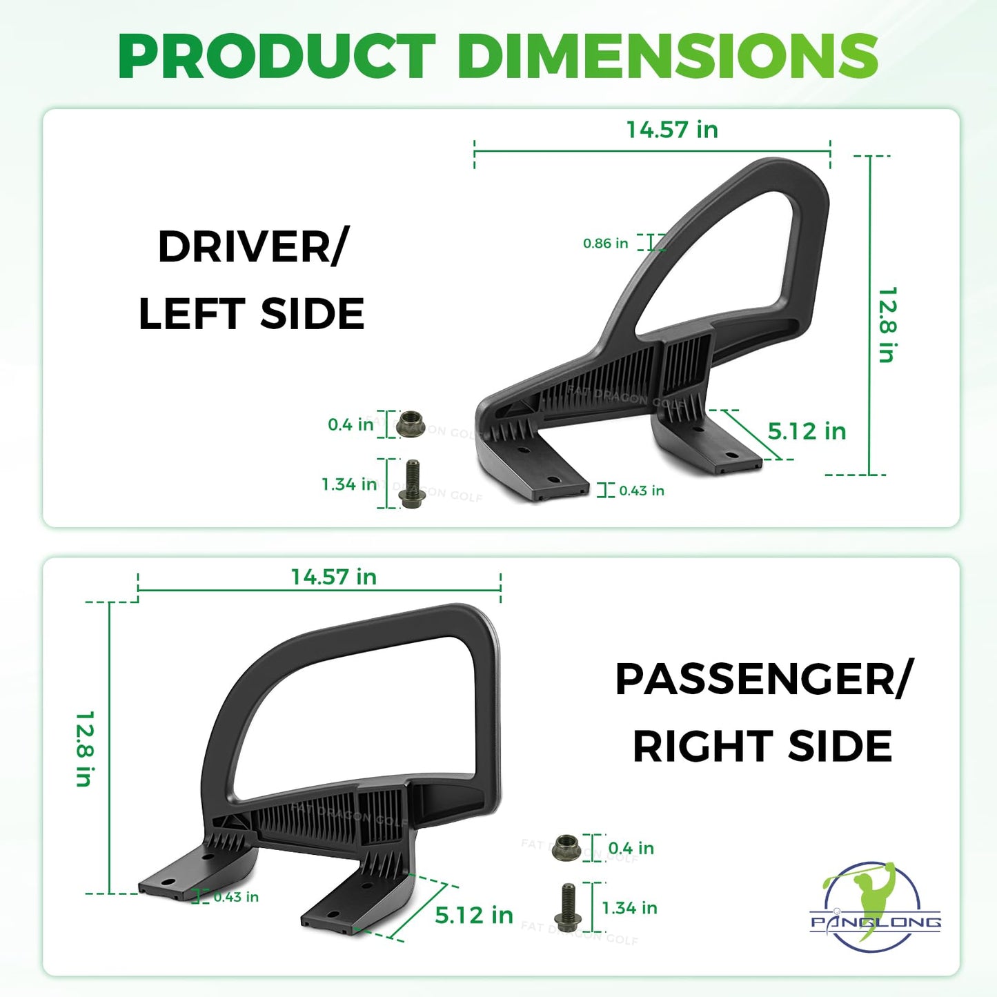 Panglong Golf Cart Arm Rest Hip Restraint, EZGO Seat Handle Kit Suitable for 2008-Up EZGO RXV Golf Cart Driver and Passenger Side, OEM# 607653 607532