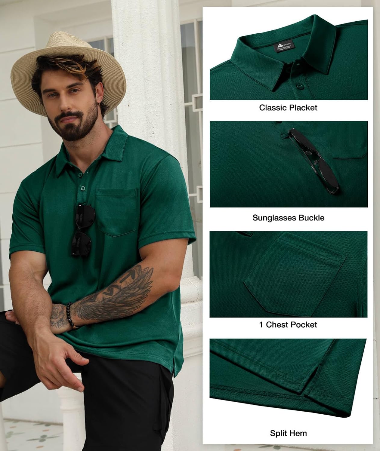 SCODI Men's Pocket Polo Shirts - Moisture-Wicking Short Sleeve Golf T-Shirts | 5-Pack Casual Athletic Wear