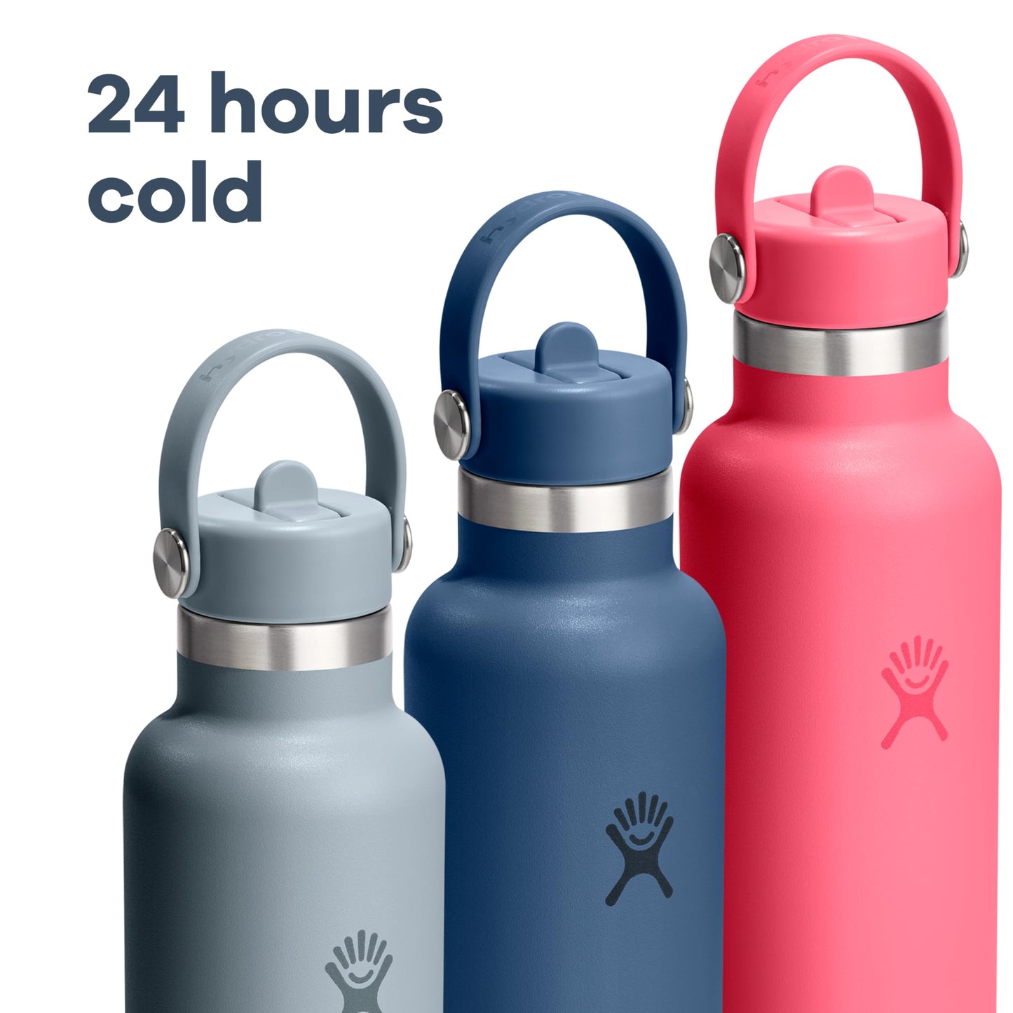 Hydro Flask Water Bottle - Insulated Stainless Steel - Straw Lid, Non Spill, Leakproof in 24 Oz Harbor Blue