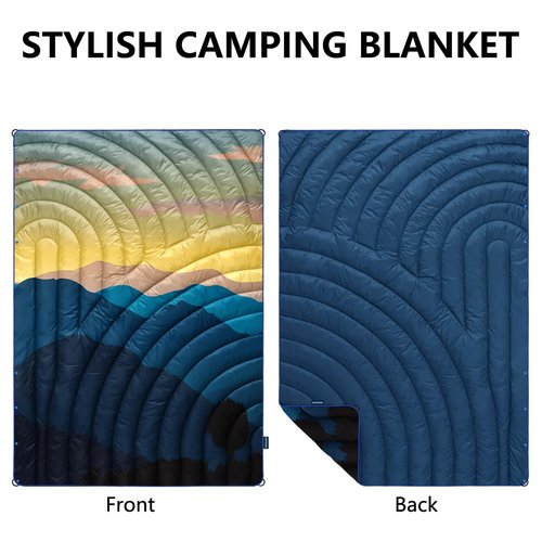 hotkoko Mini Camping Blanket,Lightweight Puffy Printed Camping Blanket Packable Outdoor Blanket for Camping,Traveling, Stadium, Hiking, Picnics