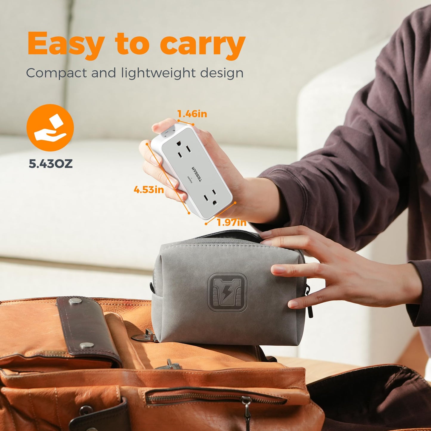 Surge Protector Outlet Extender, TESSAN 2100J Multi Plug Splitter with 4 Electrical Outlets, 3 Side Multiple Wall Plug Expander for Home Office Kitchen Dorm Room Essentials