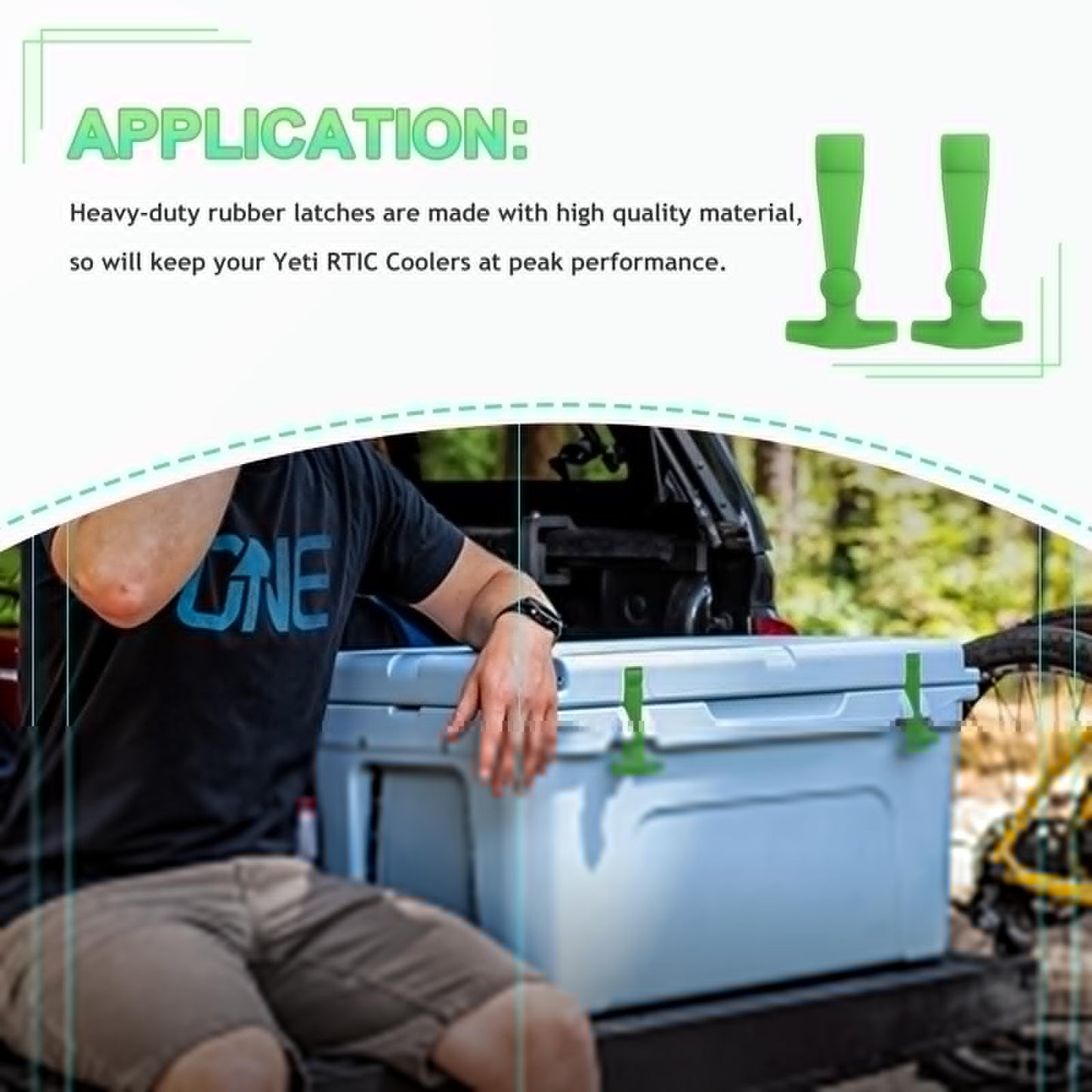 Poweka Cooler Latches Replacement for Yeti, RTIC, Lid Latch Parts(2 Pack) Compatible with Yeti Coolers T-Latches Made of Premium Hard Durable Rubber (Green)