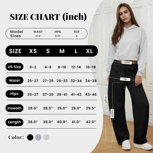 DLOODA Women’s Barrel Sweatpants Wide Leg Lounge Sweat Pants with Pockets Drawstring Elastic Waisted Baggy Casual Trousers Black