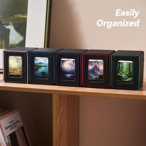 Mage Tech Card Deck Box for MTG Commander - Patented Design for 100 Double-Sleeved Cards | Black/Red