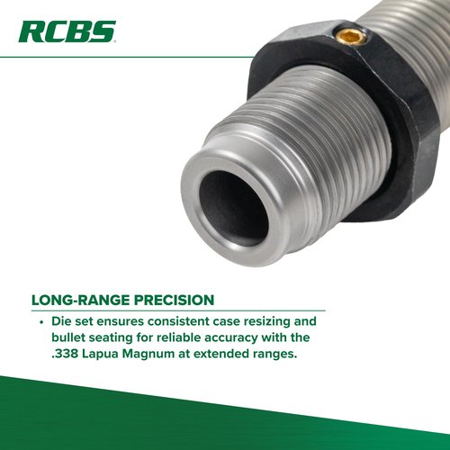 RCBS Full-Length Die Set .338 Lapua, Precision Reloading Die Set for Long-Range Shooting