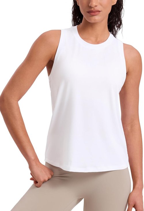 CRZ YOGA Quick Dry Racerback Tank Top for Women - Athletic Sleeveless Gym Shirt | Hip Length