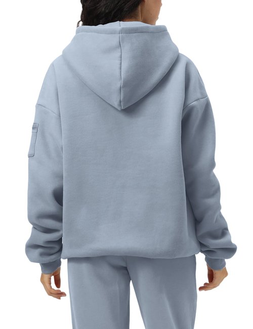FAIABLE Oversized Hoodie Sweatshirts for Women Blue Fleece Pullover Hidden Pockets Gym Athletic Hoodies Sweatshirts Sweaters Pullover,Ultra Soft Hooded Sweat Shirts for 2026 Fall Winter,Blue,X-Large