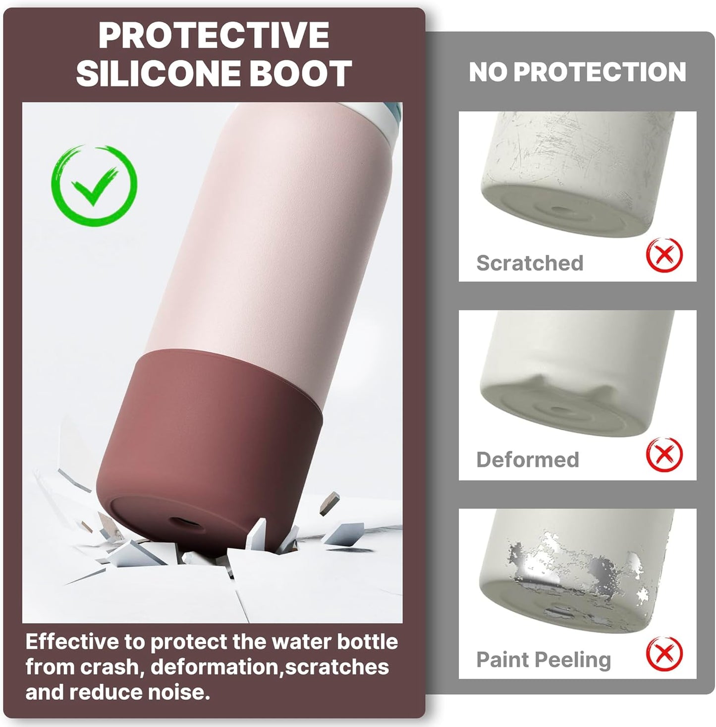 Owala Silicone Water Bottle Boot - Anti-Slip Protective Sleeve for 40 oz Twist & FreeSip | Reddish Brown