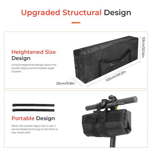LUCK4U Scooter Bag Electric Carrying Heightened Scooter Storage Bag Lightweight Foldable Accessories for Segway Ninebot G30 MAX Series Xiaomi M365 Pro Pro2 1S MI3 Lite