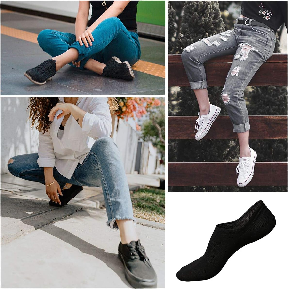 Skiennix No Show Socks for Women - Anti-Slip Low Ankle Footies for Sneakers | 6/8 Pairs