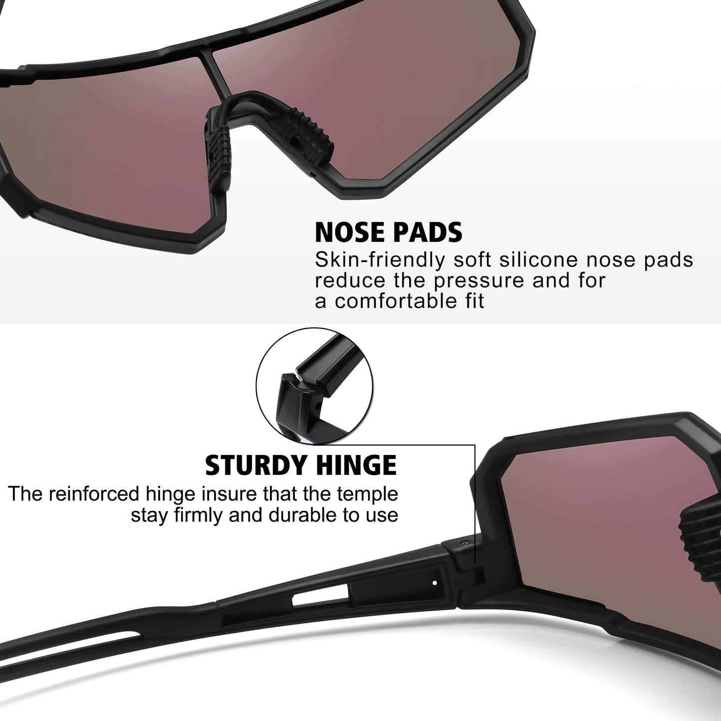 STORYCOAST Sports Running Sunglasses for Men Women Cycling Driving Fishing Bike Sunglasses Polarized UV400 Protection 3Pack Matte Black/Gray+ Black/Ice Blue+ Black/Green